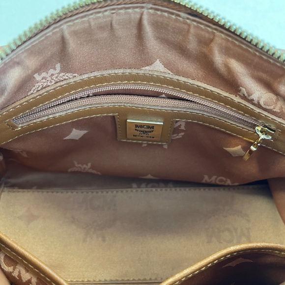MCM Visetos Mini Boston Bag in Cognac - Preowned - Picture 5 of 14